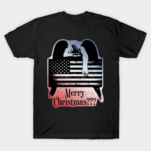 Weeping Angel - USA Flag - Merry Christmas T-Shirt by EDDArt